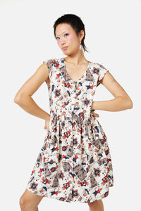 Dangerfield - Queen Of Cats Print Dress - cream