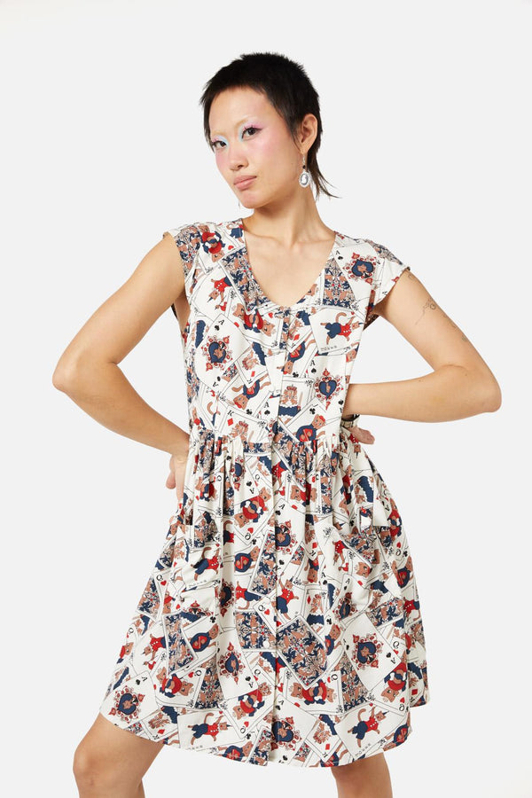 Dangerfield - Queen Of Cats Print Dress - cream