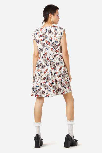 Dangerfield - Queen Of Cats Print Dress - cream