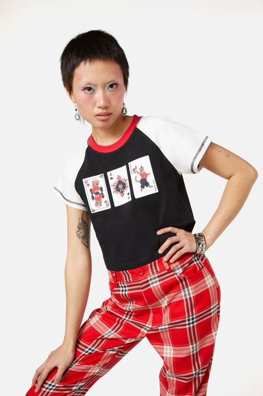 Dangerfield - Queen Of Cats Raglan Tee - black-cream