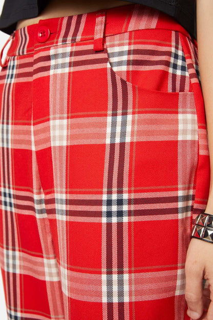 Dangerfield - Queen Of Cats Tartan Pant - red