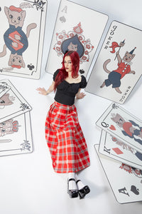 Dangerfield - Queen Of Cats Tartan Skirt - red