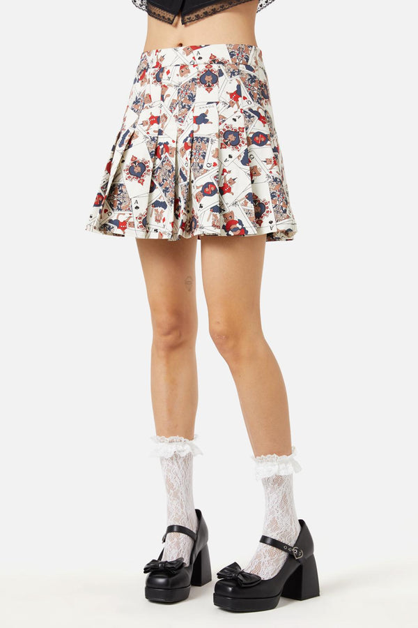Dangerfield - Queen Of Cats Print Skort - cream