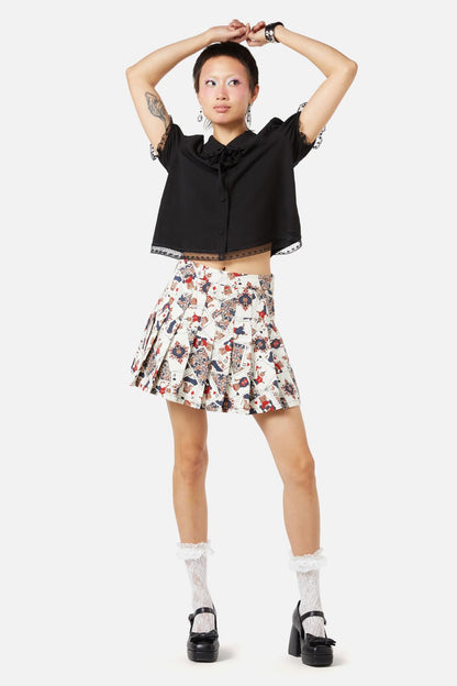 Dangerfield - Queen Of Cats Print Skort - cream