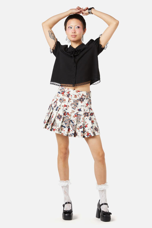 Dangerfield - Queen Of Cats Print Skort - cream