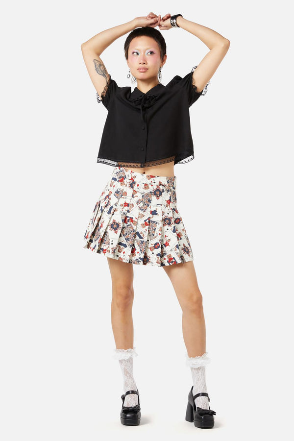Dangerfield - Queen Of Cats Print Skort - cream