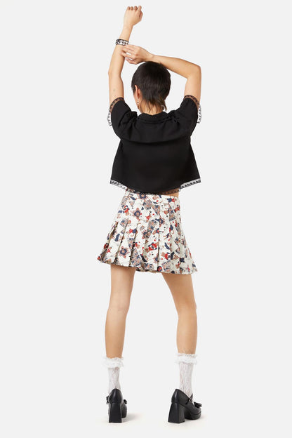 Dangerfield - Queen Of Cats Print Skort - cream