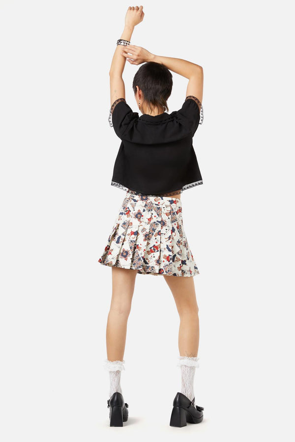 Dangerfield - Queen Of Cats Print Skort - cream