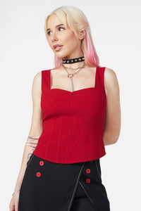 Dangerfield - Queen Of Cats Basic Corset Top - red