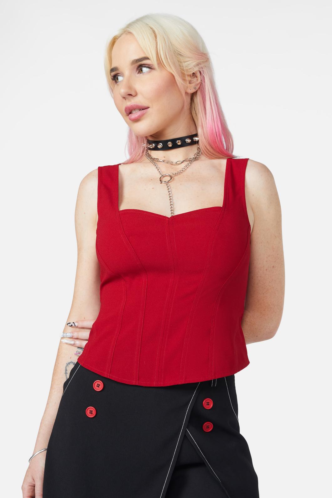 Dangerfield - Queen Of Cats Basic Corset Top - red