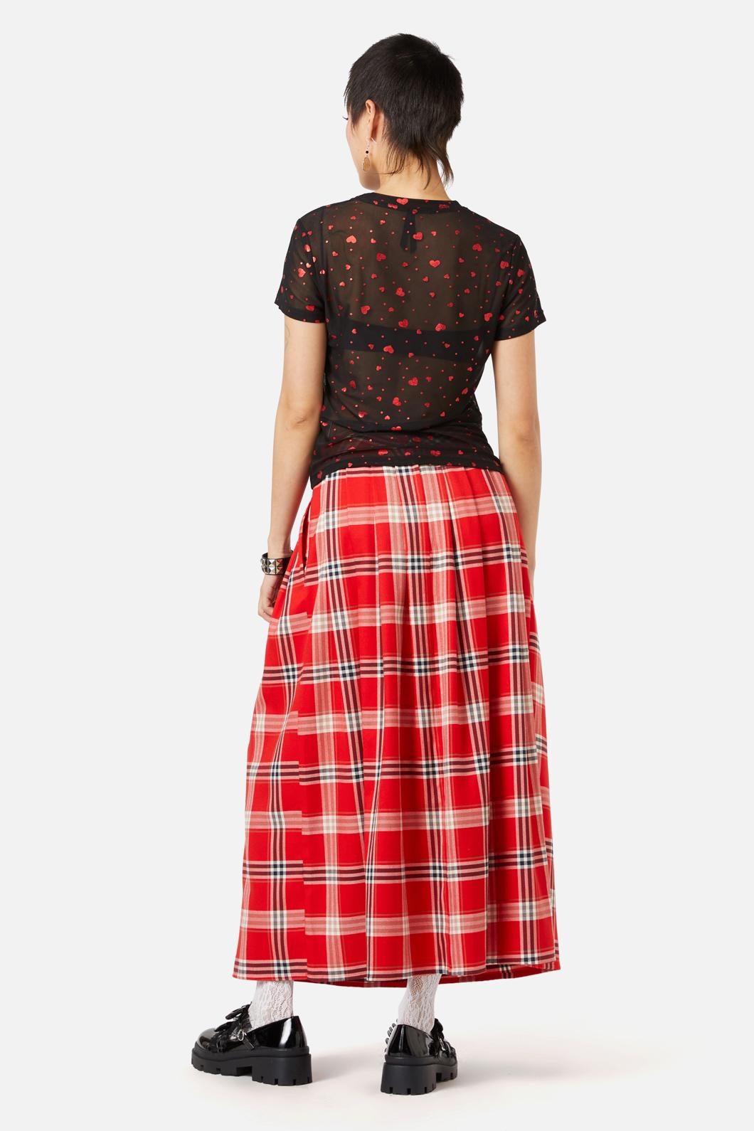 Dangerfield - Queen Of Cats SS Mesh Top - black-red