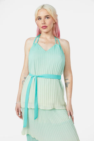 Dangerfield - Shell Halter Neck Top - teal