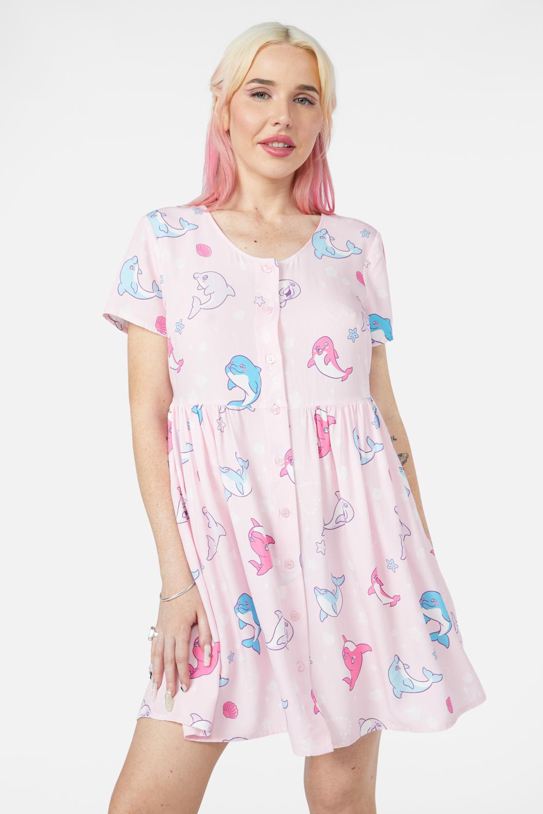 Dangerfield - Dolphin Pod Dress - pink