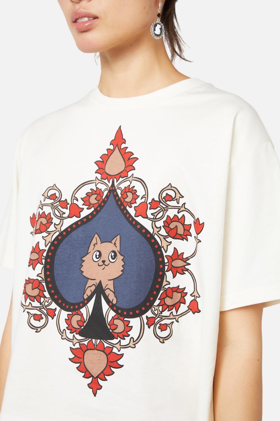 Dangerfield - Queen Of Cats Placement Tee - cream