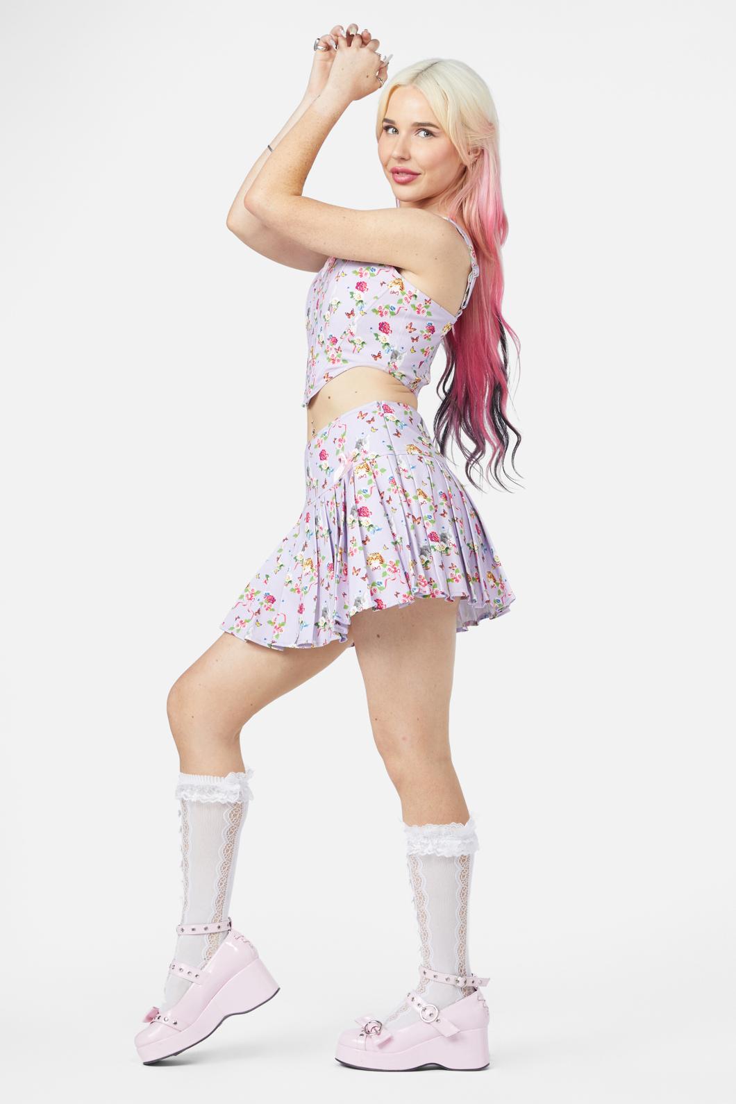 Dangerfield - Kitsch Kitty Print Skort - purple