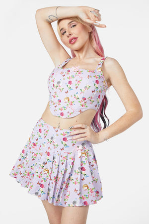 Dangerfield - Kitsch Kitty Print Corset Top - purple