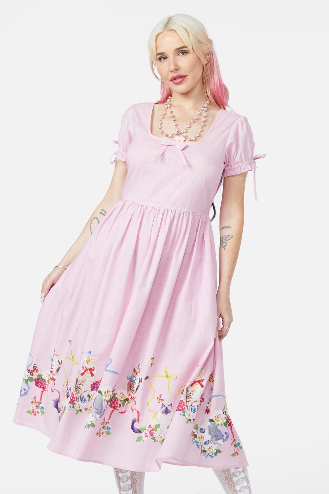 Dangerfield - Kitsch Kitty Midi Dress - pink