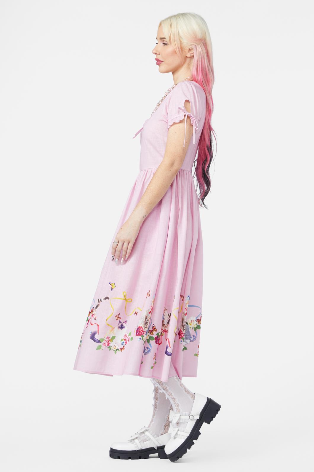 Dangerfield - Kitsch Kitty Midi Dress - pink