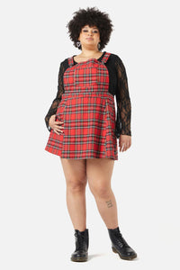 Dangerfield - Curve Chosen Tartan Pinafore - red