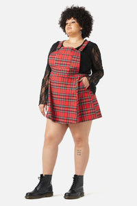 Dangerfield - Curve Chosen Tartan Pinafore - red