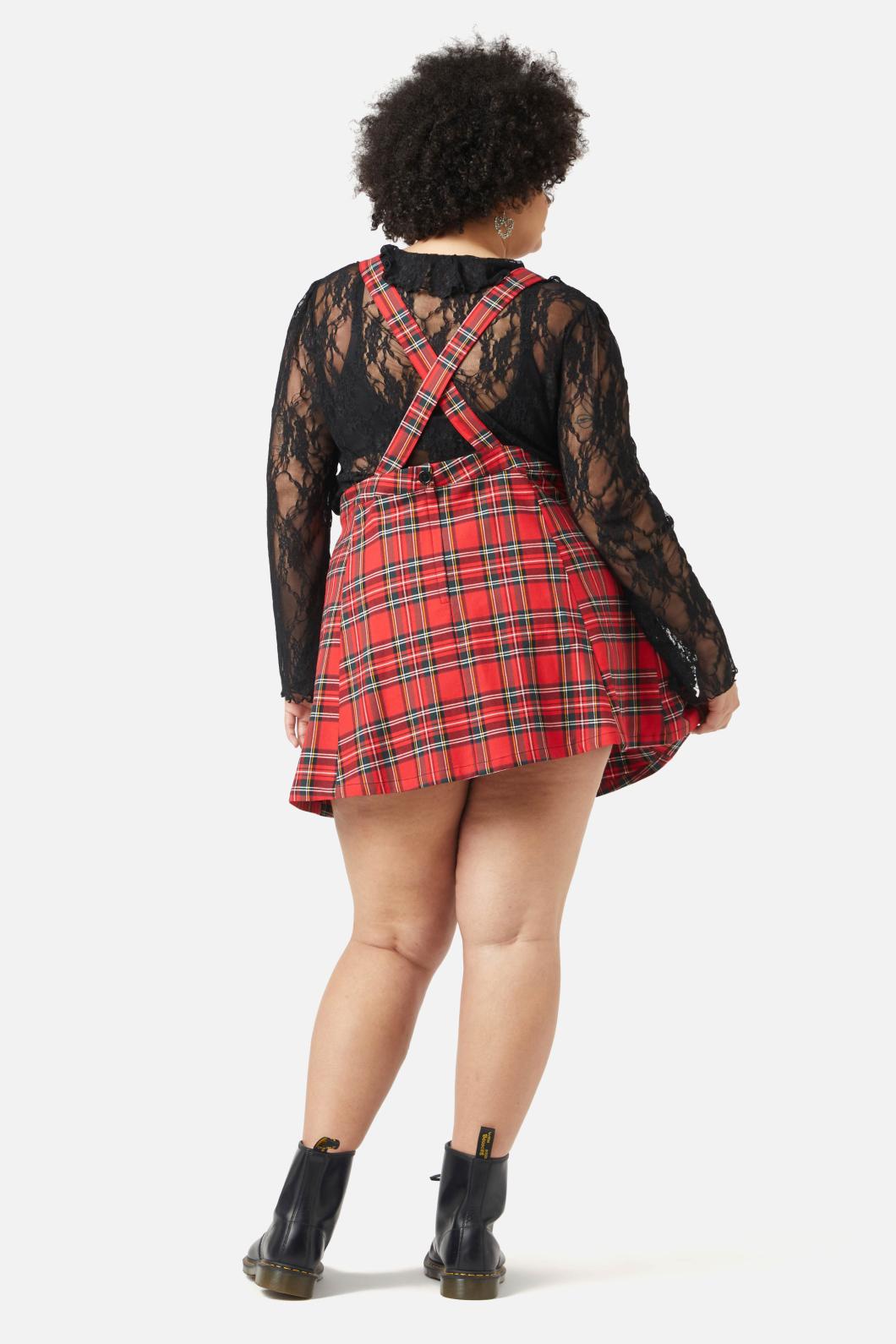 Dangerfield - Curve Chosen Tartan Pinafore - red