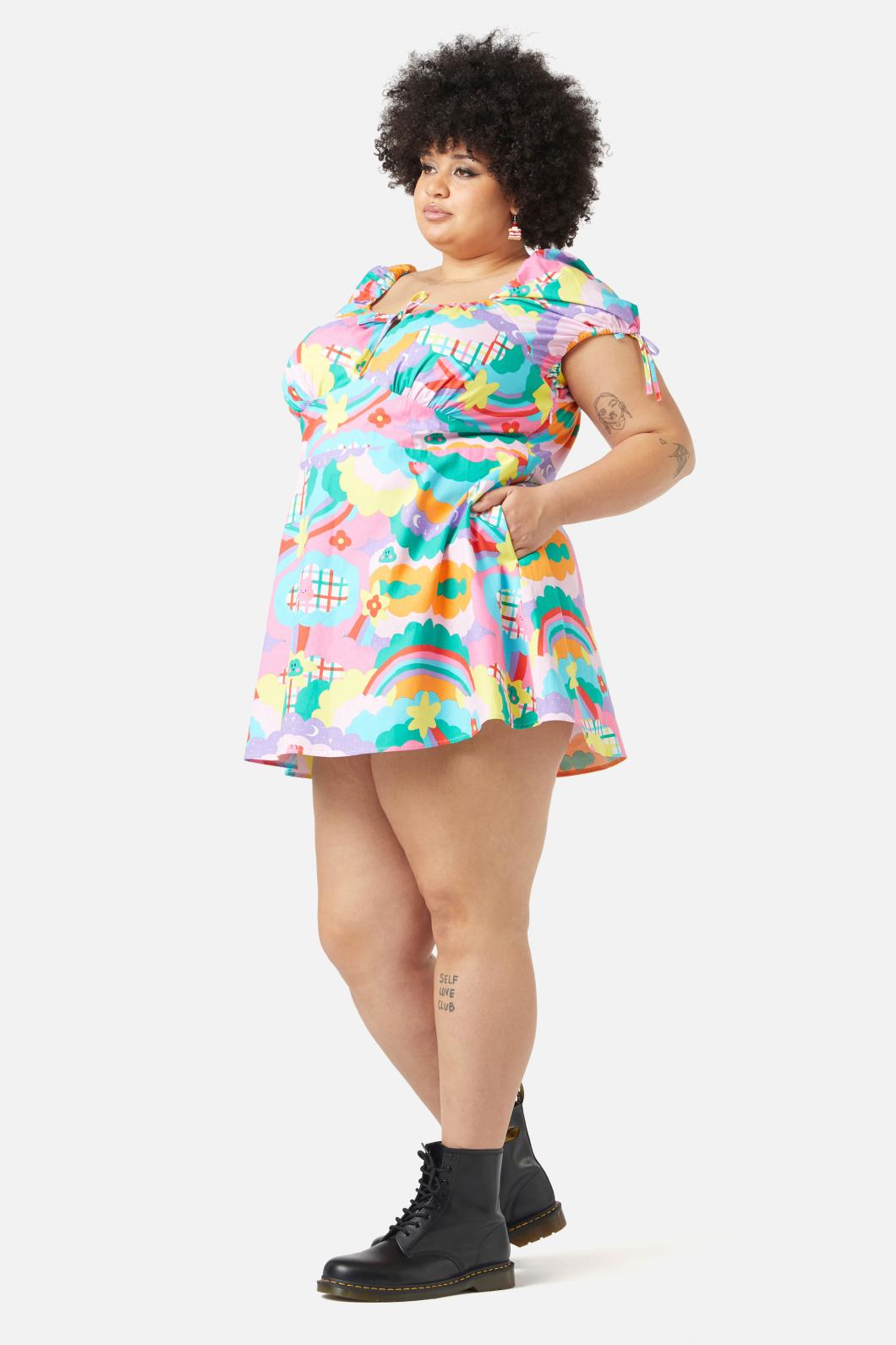 Dangerfield - Curve Idolize Babydoll Dress - rainbow