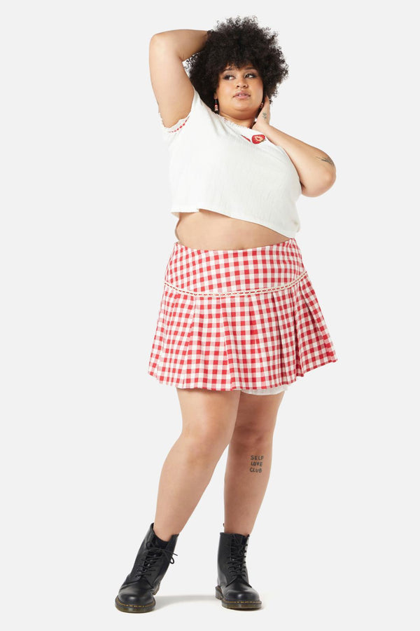 Dangerfield - Curve Jam Gingham Bloomer Skort - red