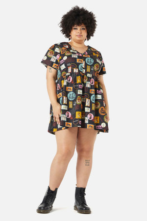 Dangerfield - Curve Old Postal Printed Dress - multi
