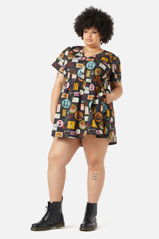 Dangerfield - Curve Old Postal Printed Dress - multi