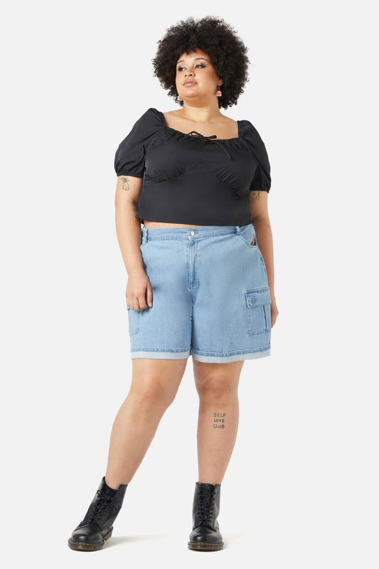 Dangerfield - Curve Field Shroom Denim Short - blue
