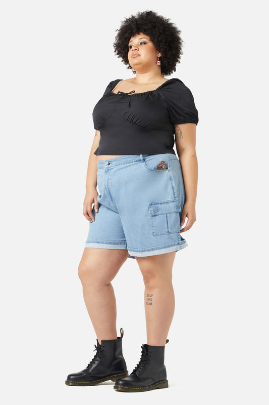 Dangerfield - Curve Field Shroom Denim Short - blue