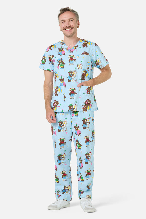 Dangerfield - Teddy Bear Scrub Set - blue
