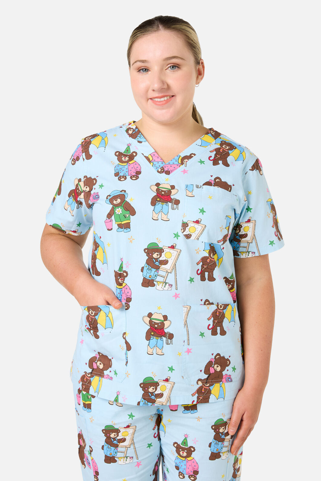 Dangerfield - Teddy Bear Scrub Set - blue