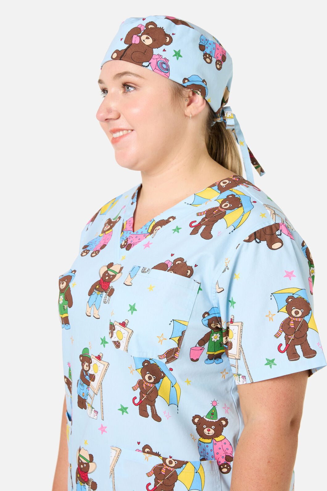Dangerfield - Teddy Bear Scrub Hat - blue
