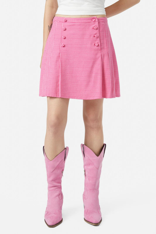Dangerfield - Maybelle Houndstooth Skirt - pink