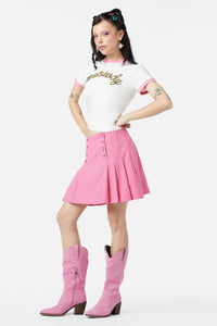 Dangerfield - Maybelle Houndstooth Skirt - pink
