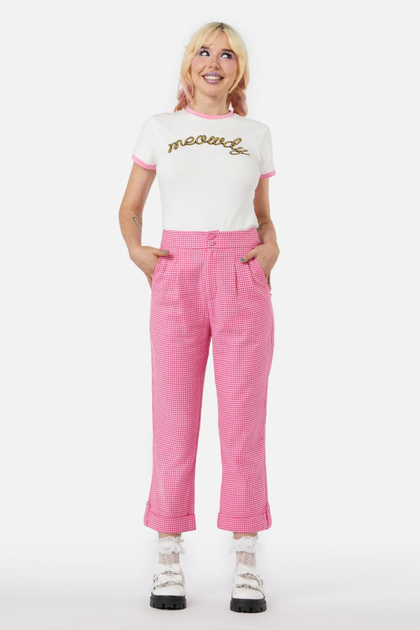 Dangerfield - Maybelle Houndstooth Capris - pink