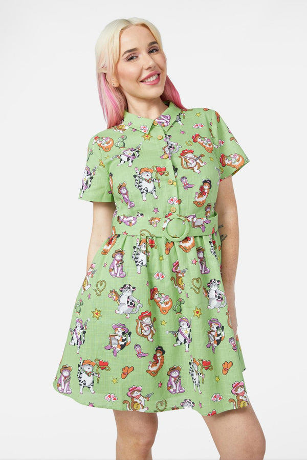 Dangerfield - Meowdy Dress - green