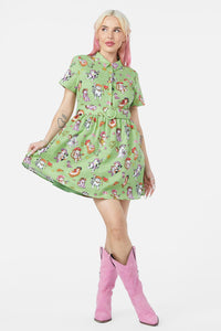 Dangerfield - Meowdy Dress - green