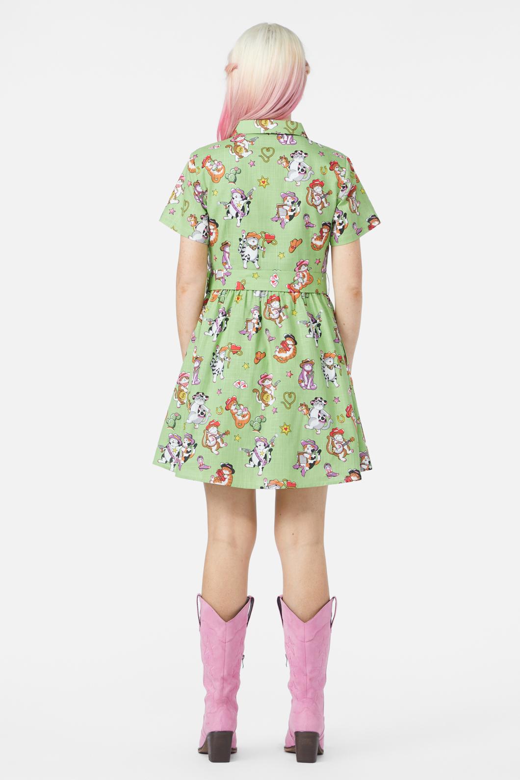 Dangerfield - Meowdy Dress - green