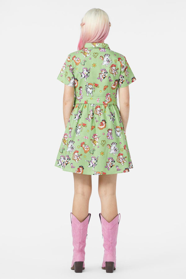 Dangerfield - Meowdy Dress - green