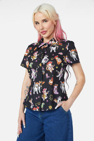 Dangerfield - Meowdy Blouse - black
