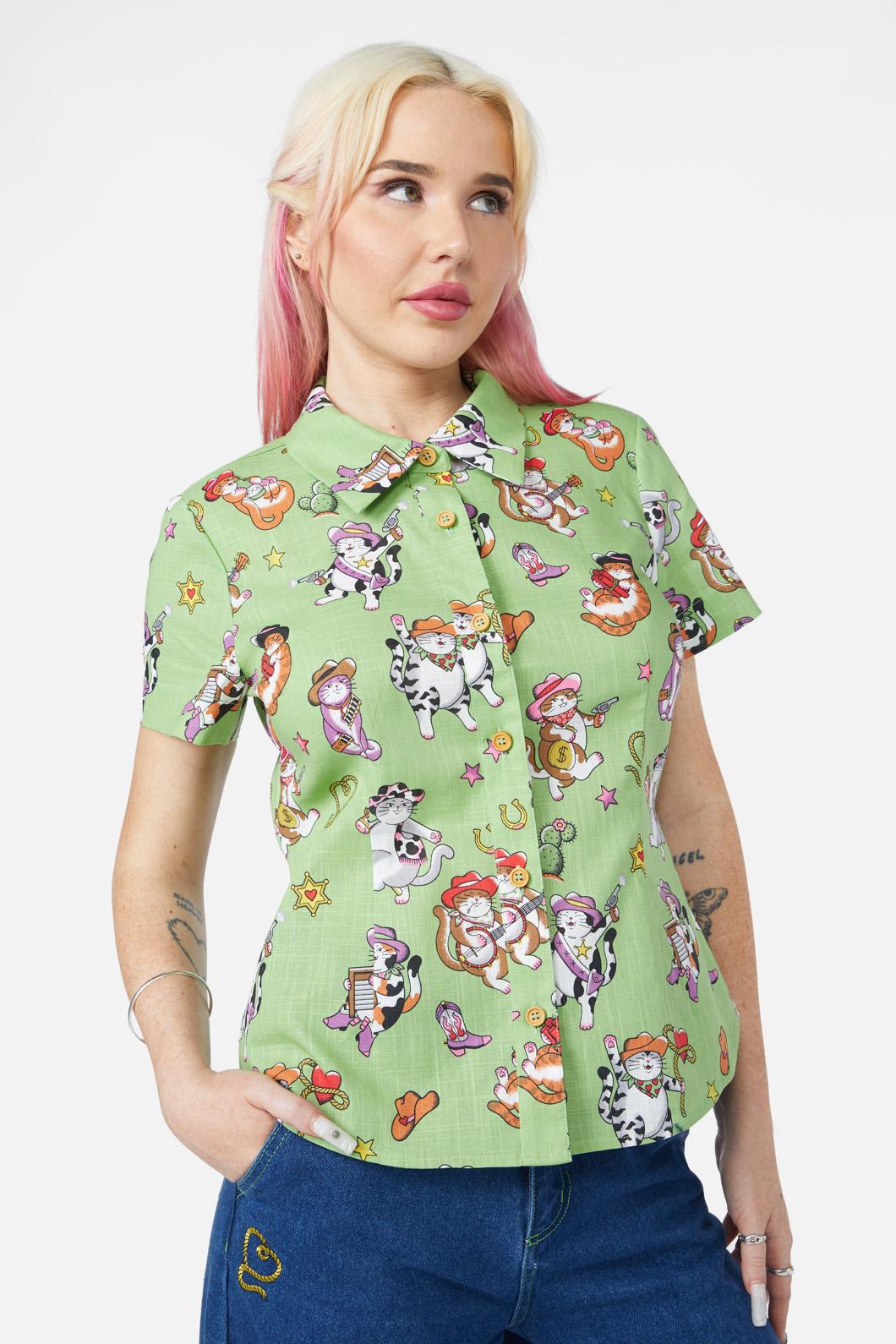 Dangerfield - Meowdy Blouse - green