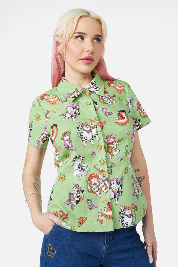 Dangerfield - Meowdy Blouse - green