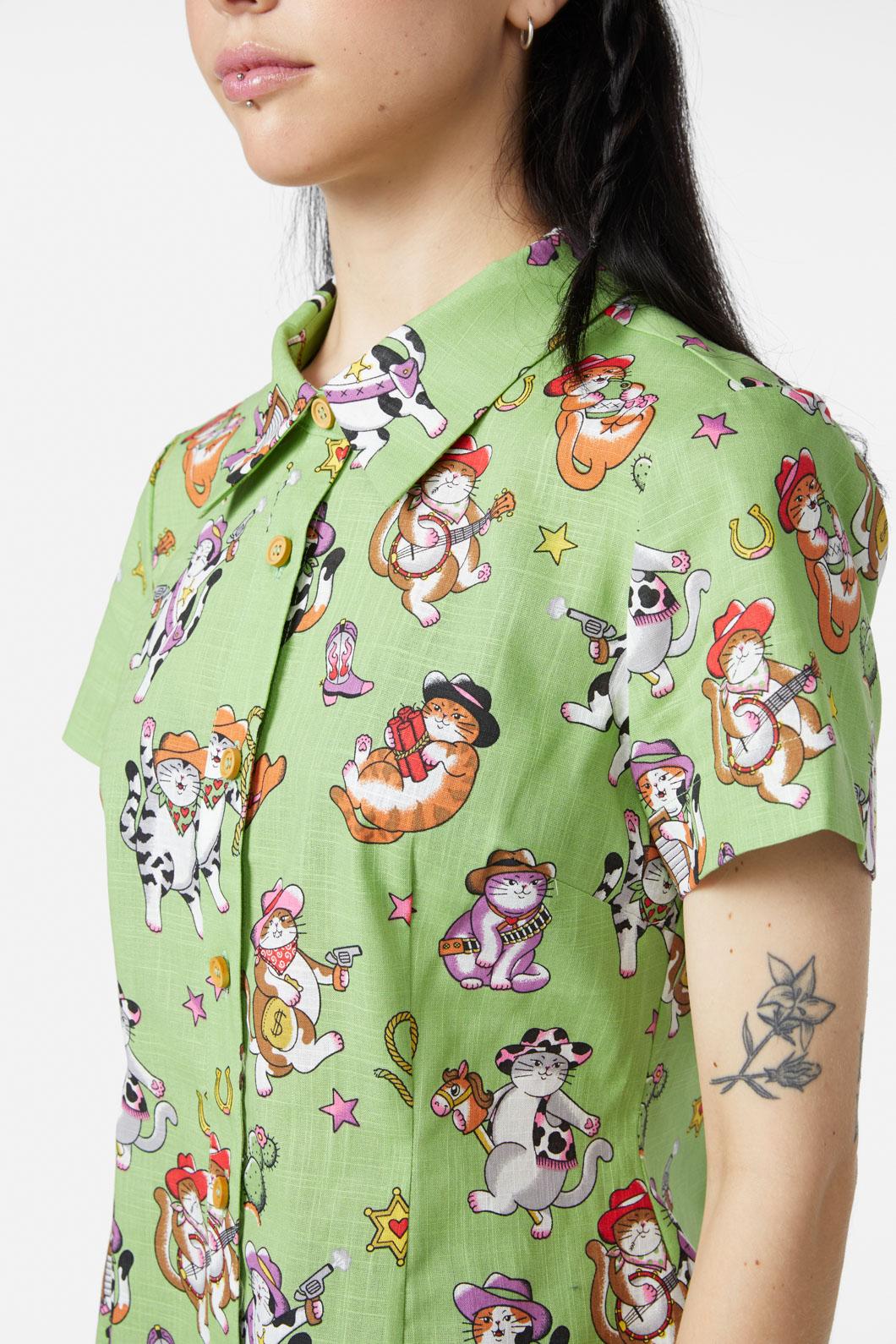 Dangerfield - Meowdy Blouse - green