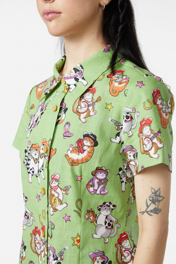 Dangerfield - Meowdy Blouse - green