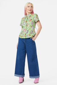 Dangerfield - Meowdy Blouse - green