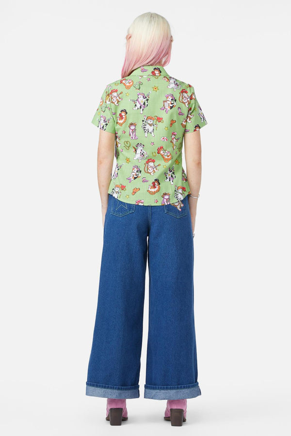 Dangerfield - Meowdy Blouse - green