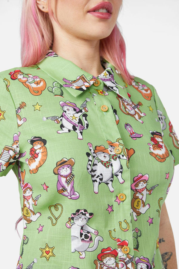 Dangerfield - Meowdy Blouse - green