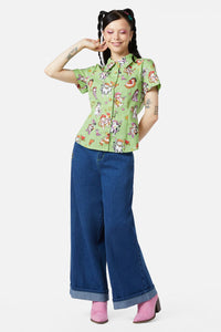 Dangerfield - Meowdy Blouse - green